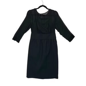 Talbots 3/4 Sleeve Wool Blend Knee Length Dress Womens Sz Size S Black Timeless
